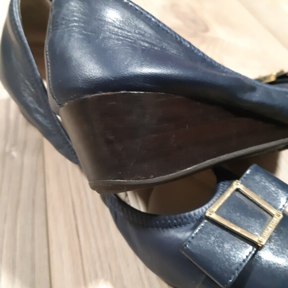 Cole Haan Dark Blue Loafers with Gold Accent - Picture 11 of 12